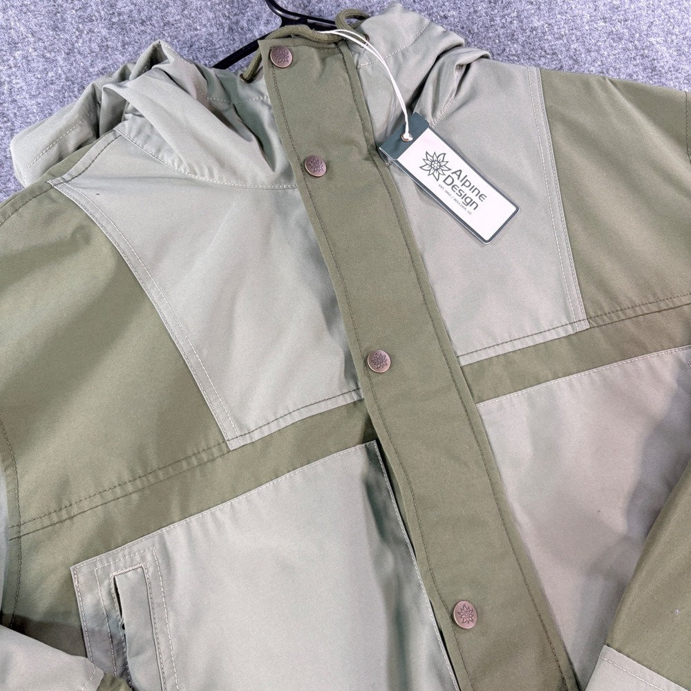 Alpine Design Mens XXL Hooded Jacket Green Colorblock Full Zip Utility Parka NEW